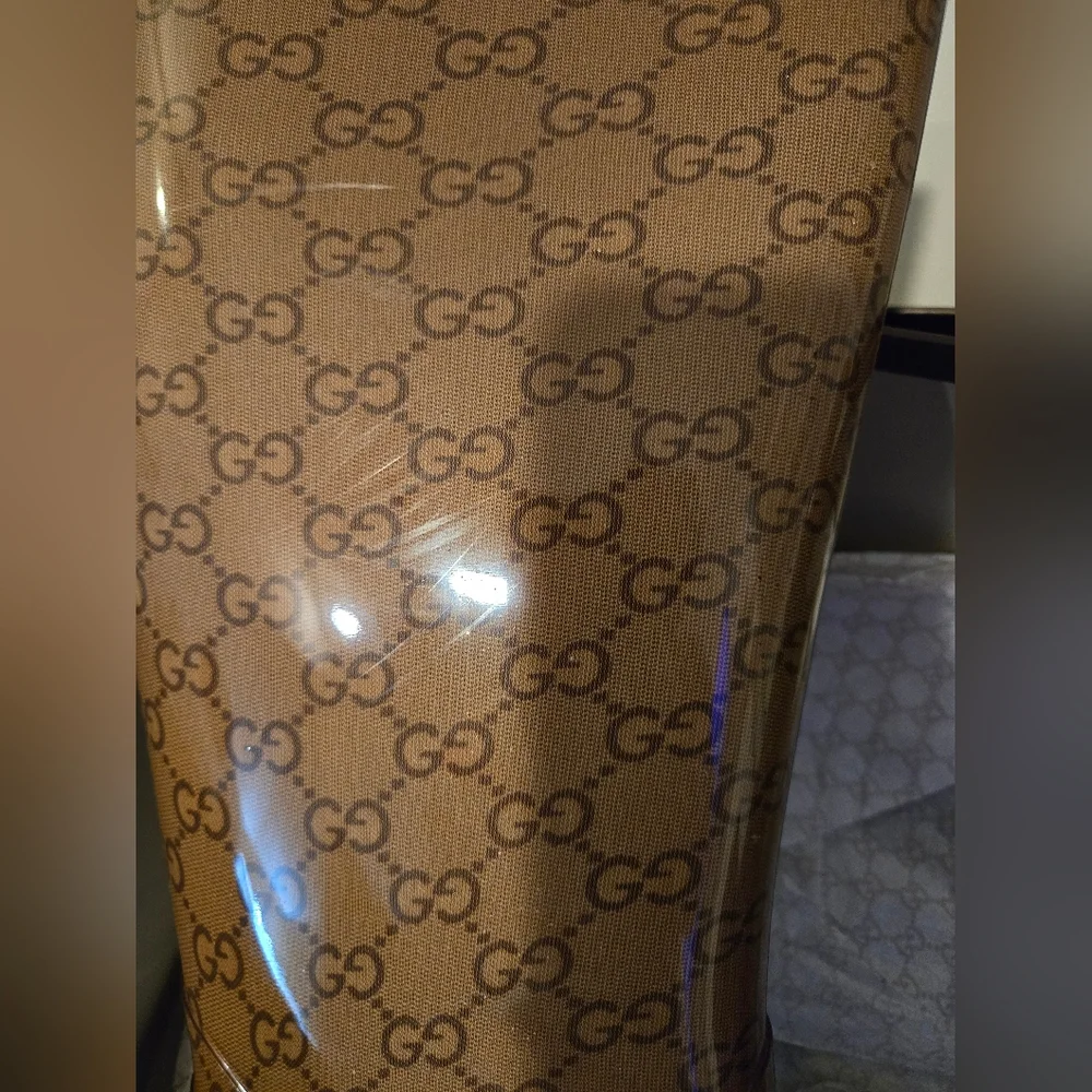 Gucci Tan Monogram Rain Boots - Picture 6 of 13